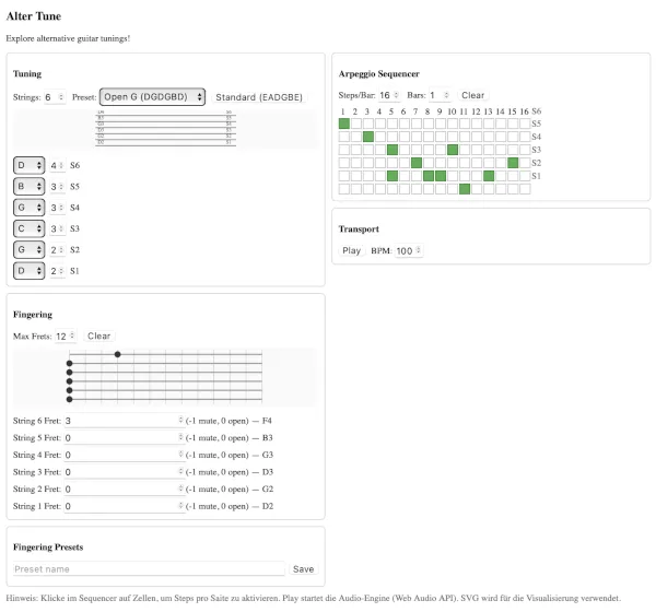 Alter Tune, ein erster Prototyp
